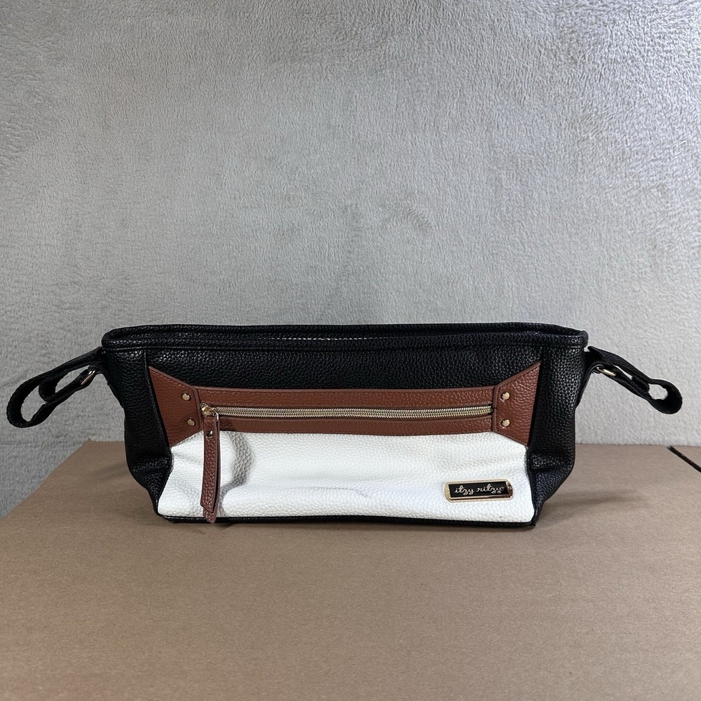 Itzy Ritzy Stroller Organizer Adjustable Bag Caddy White Coffee Vegan Leather